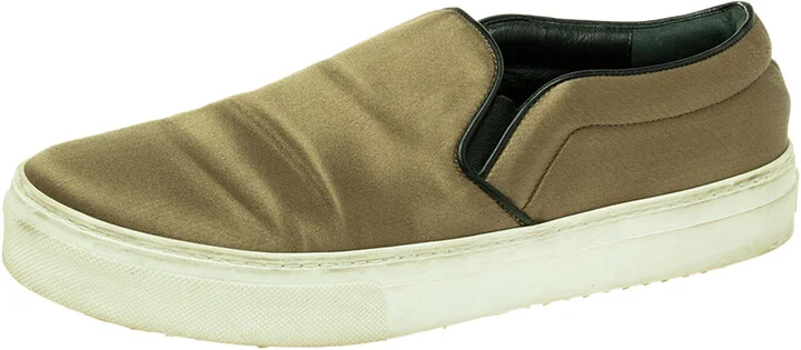 Celine Olive Green Satin Slip On Sneakers Size 39