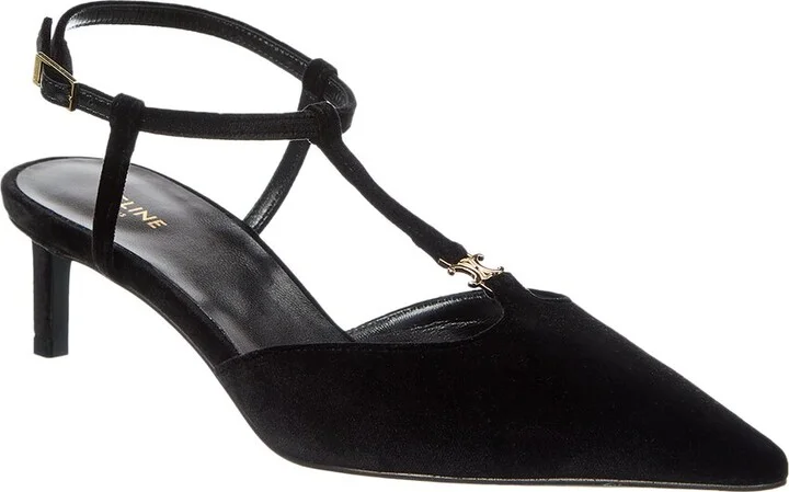 Celine T-Bar Velvet Pump