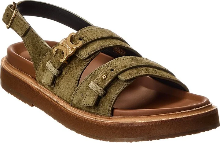 CELINE Tippi Triomphe Suede Sandal
