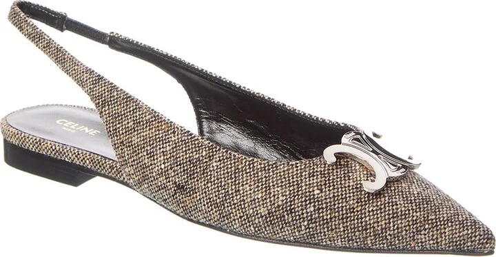 Celine Triomphe Tweed Slingback Pump