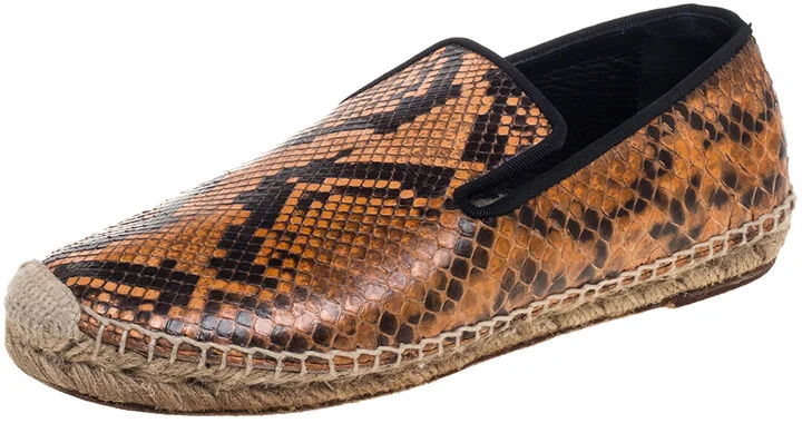 Celine Two Tone Python Leather Flat Espadrilles Size 37