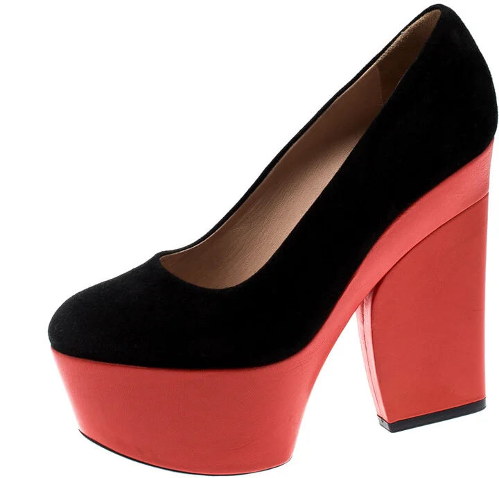 Celine Two Tone Suede Platform Pumps Size 36