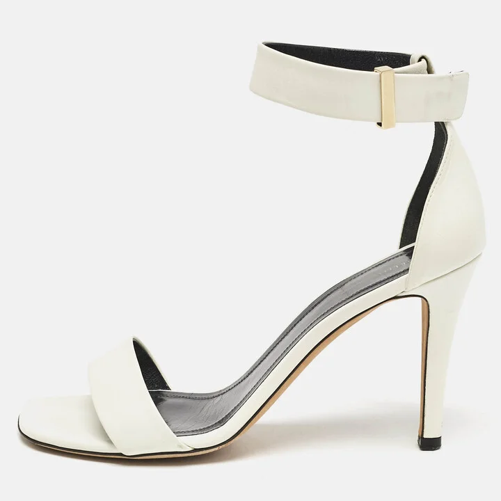 Celine White Leather Ankle Strap Sandals Size 36.5