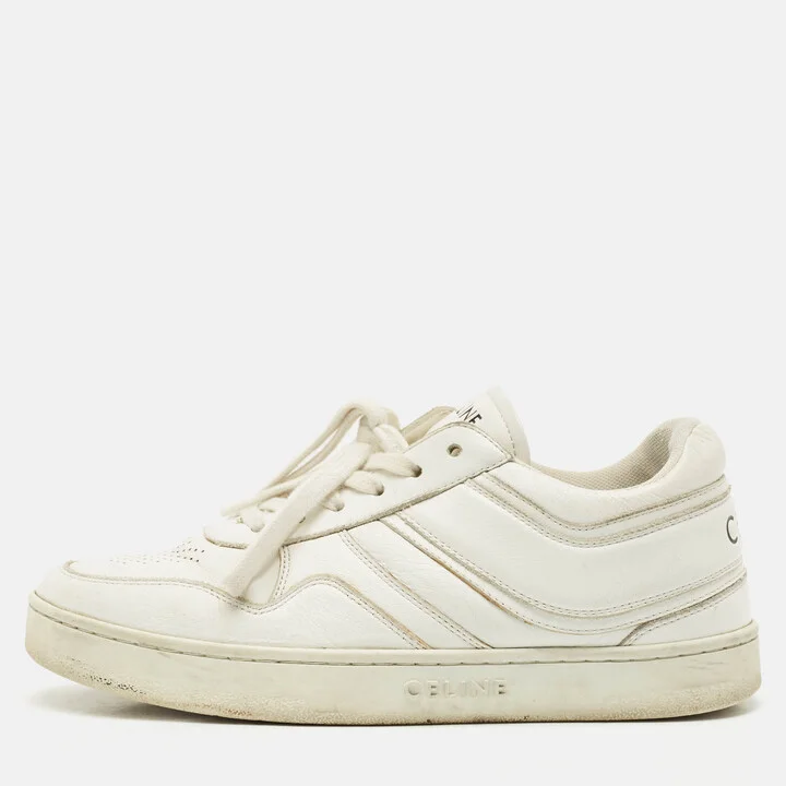 Celine White Leather Trainer Low Top Sneakers Size 37
