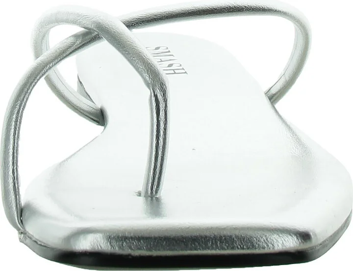 Celine Womens Faux Leahter Criss-Cross Thong Sandals