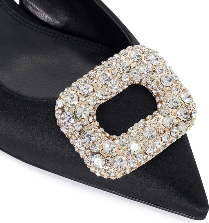 Centrepiece Slingback Pointed Toe Kitten Heel Pump - Image 5