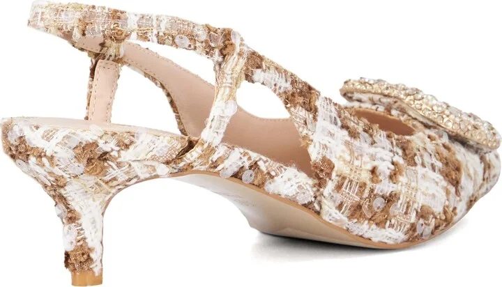 Centrepiece Slingback Pointed Toe Kitten Heel Pump - Image 3