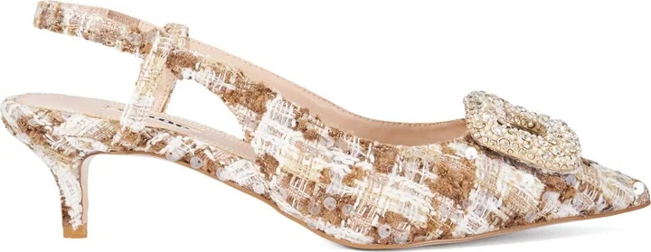 Centrepiece Slingback Pointed Toe Kitten Heel Pump - Image 4