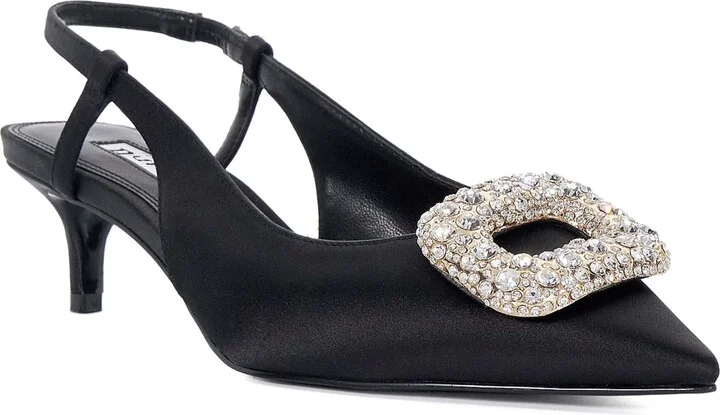 Centrepiece Slingback Pointed Toe Kitten Heel Pump