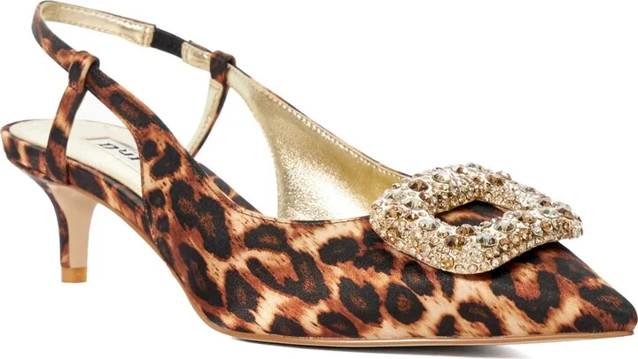 Centrepiece Slingback Pointed Toe Kitten Heel Pump