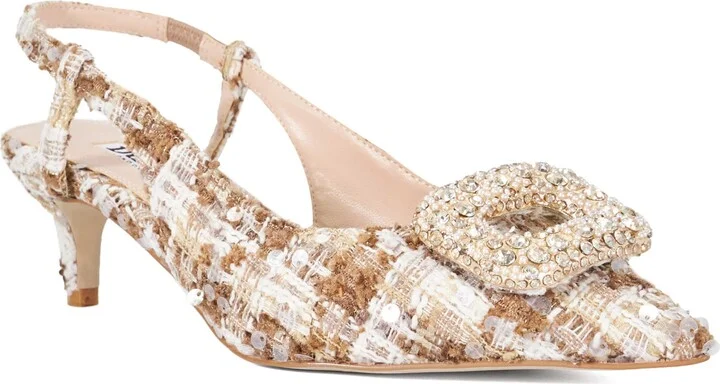 Centrepiece Slingback Pointed Toe Kitten Heel Pump