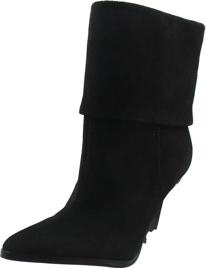 Cerise Womens Block Heel Faux Suede Ankle Boots