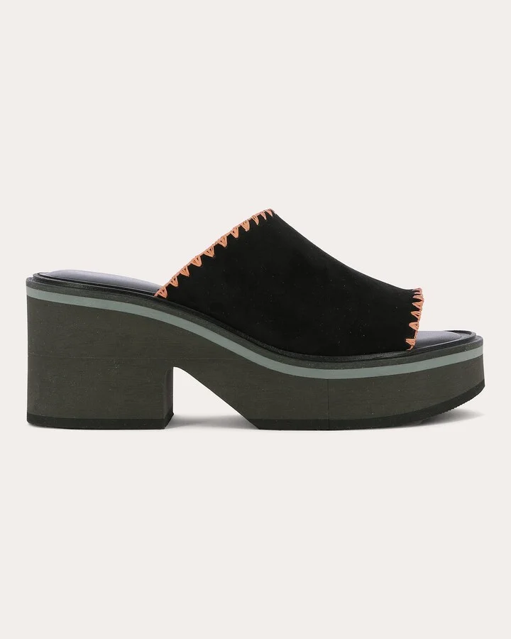 Cessy Stitch-Trimmed Leather Platform Mule