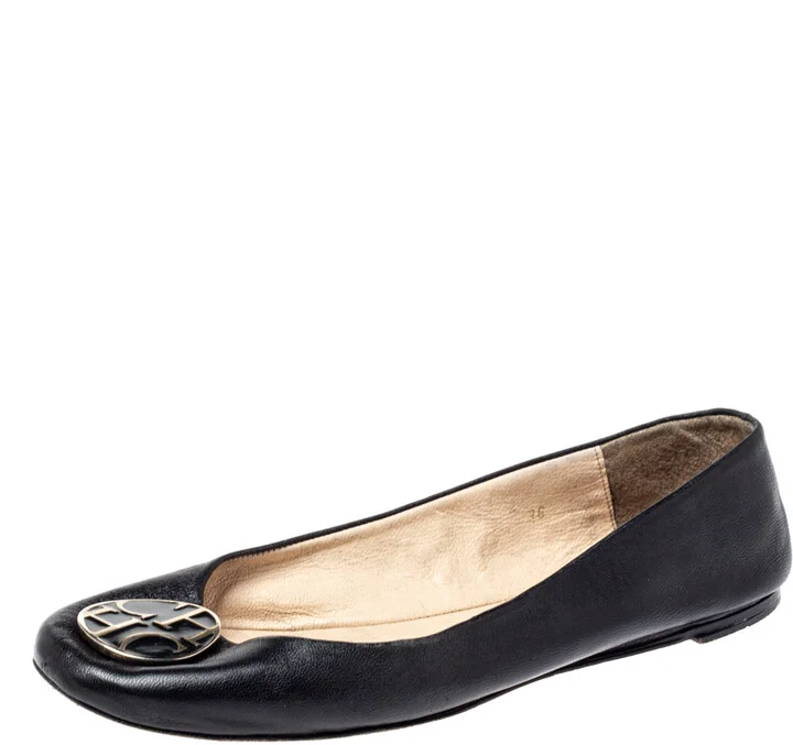 CH Carolina Herrera Black Leather Ballet Flats Size 36