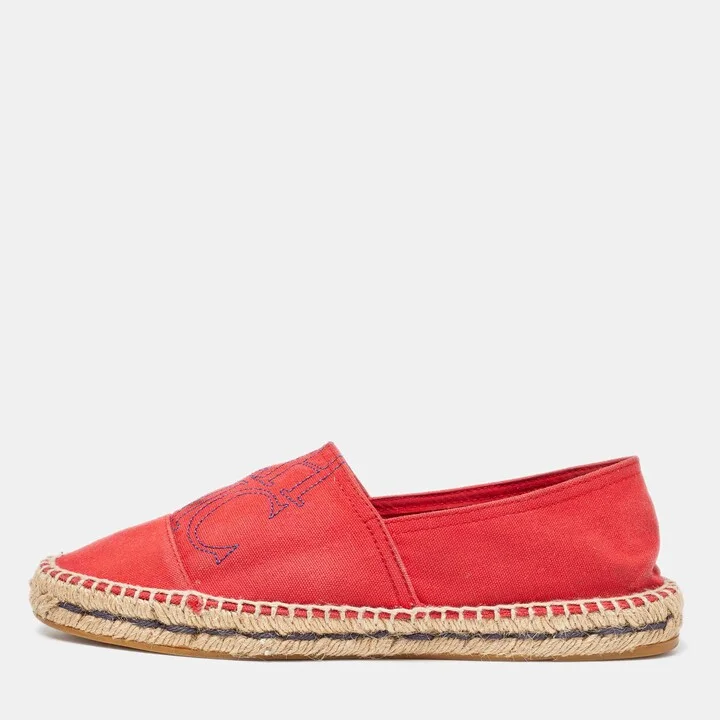 CH Carolina Herrera Red Canvas Espadrille Flats Size 40
