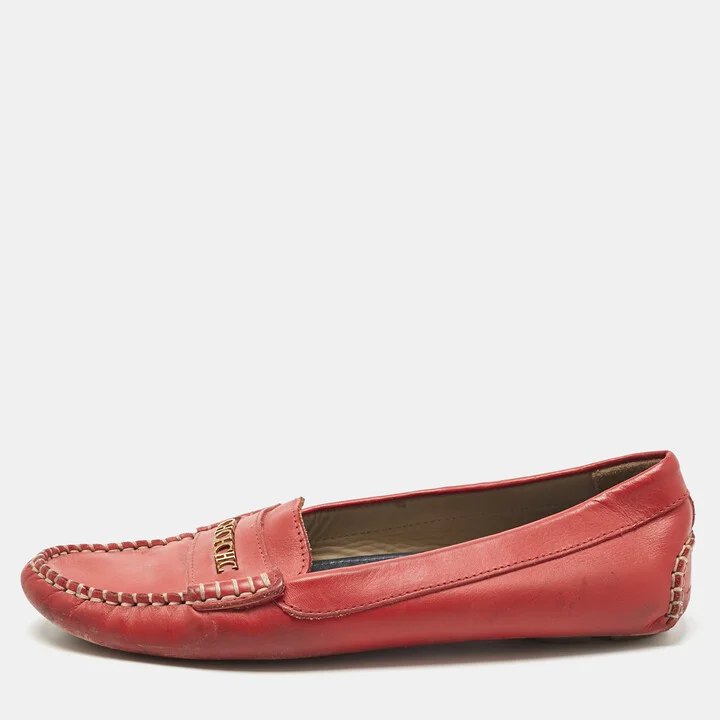 CH Carolina Herrera Red Leather Slip On Loafers Size 39