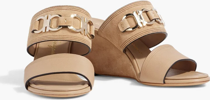 Chaim 70 embellished leather and suede wedge mules - Image 2