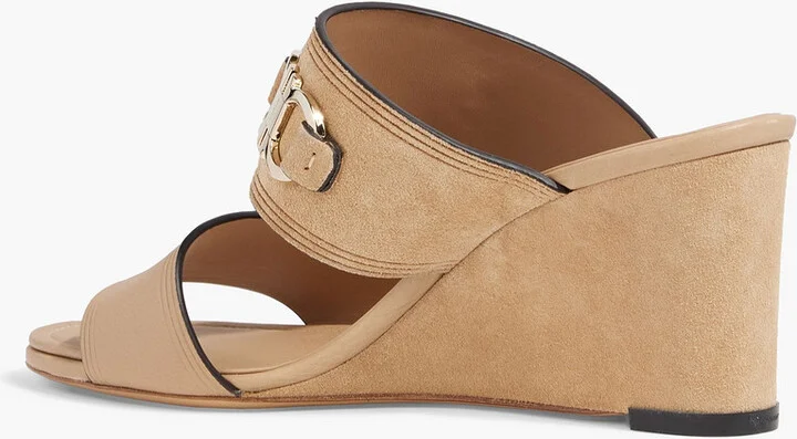 Chaim 70 embellished leather and suede wedge mules - Image 3