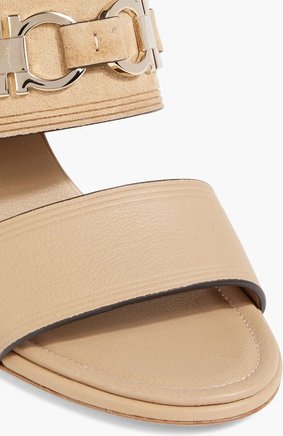 Chaim 70 embellished leather and suede wedge mules - Image 4