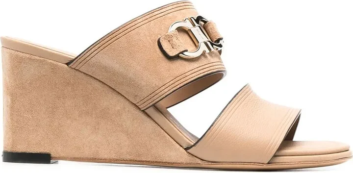 Chaim 75mm suede wedge mules