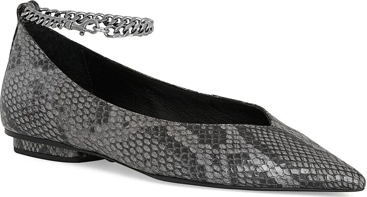 Chain Ankle Leather Ballet Flat