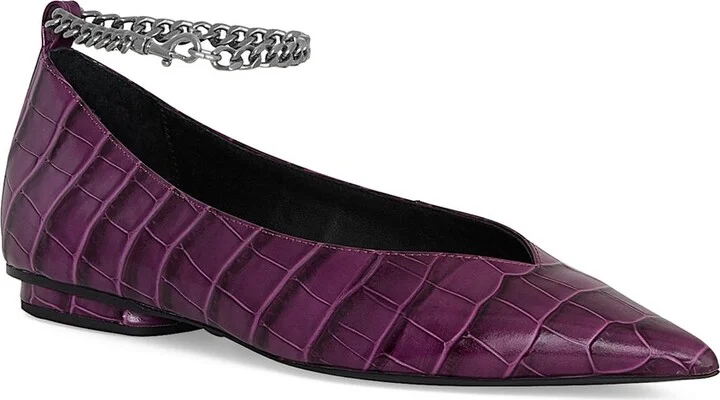 Chain Ankle Leather Ballet Flat