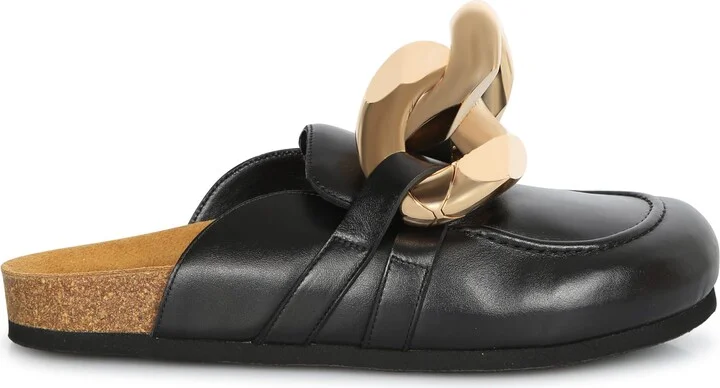 Chain Black Leather Loafers