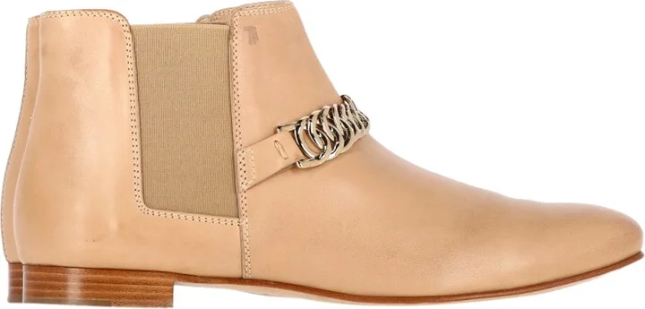 Chain Detail Ankle Boots in Brown Leather
