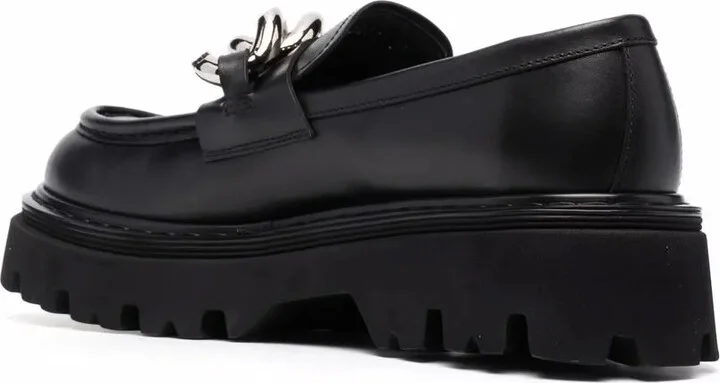 Chain-Detail Chunky Leather Loafers - Image 3