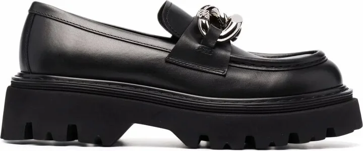 Chain-Detail Chunky Leather Loafers