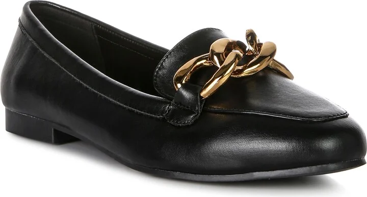 Chain Detail Faux Leather Loafer