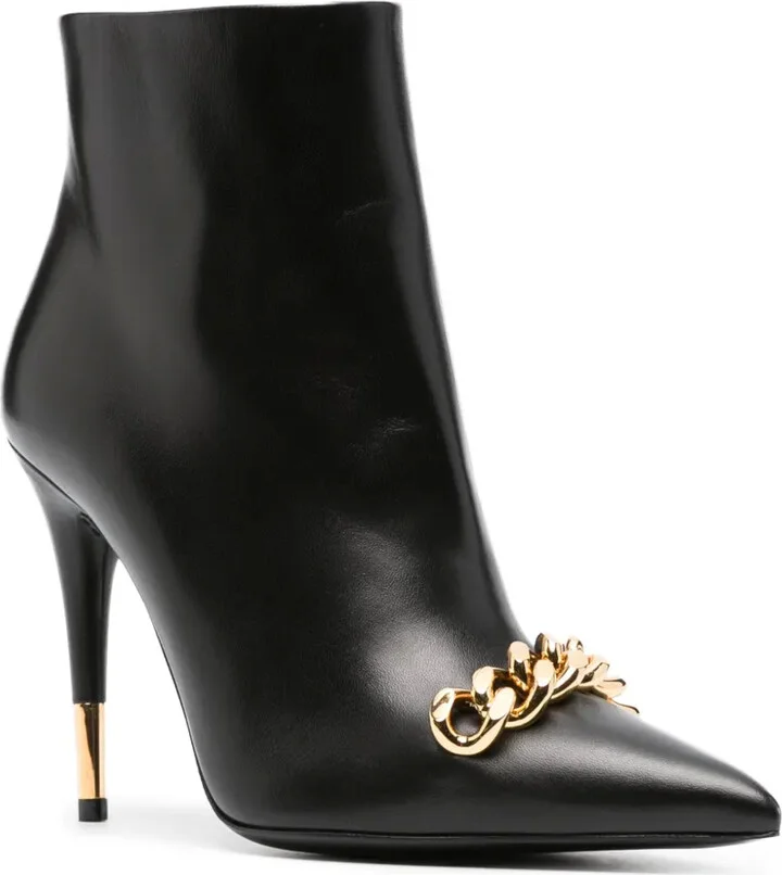 Chain-Detail Leather Ankle Boots - Image 2