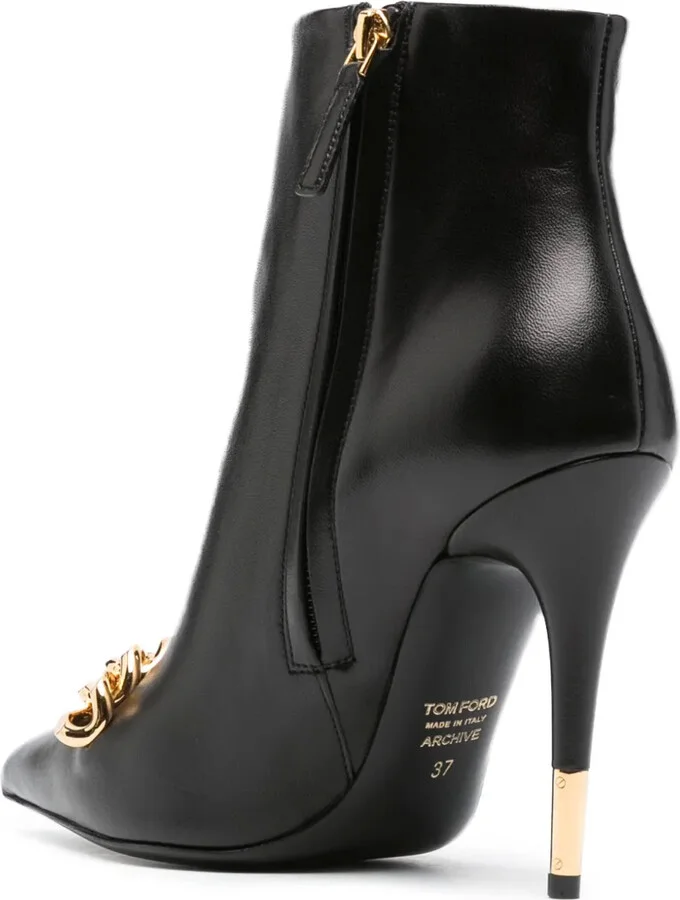 Chain-Detail Leather Ankle Boots - Image 3