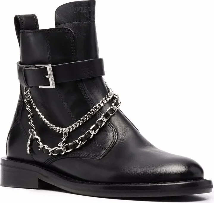 Chain-Detail Leather Boots - Image 2