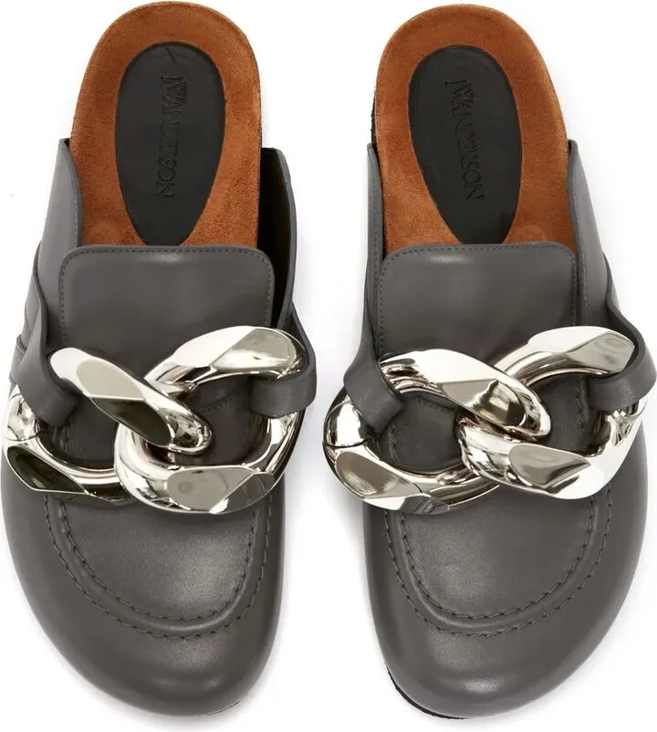 Chain-detail leather loafers - Image 4