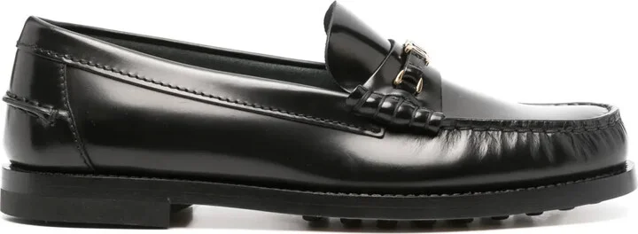 Chain-Detail Leather Loafers