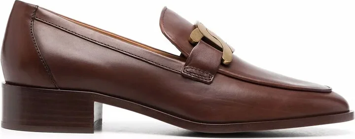 Chain-Detail Leather Loafers