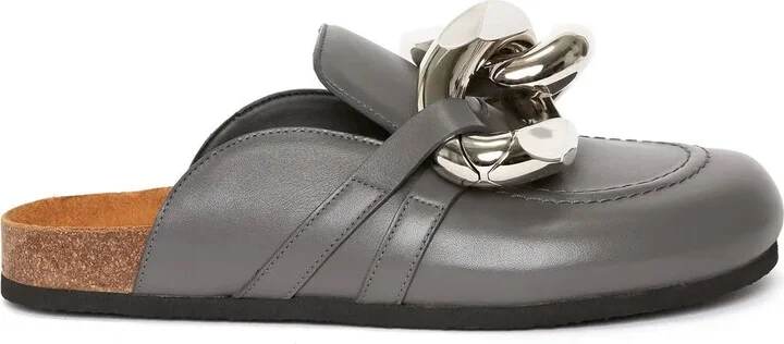 Chain-detail leather loafers