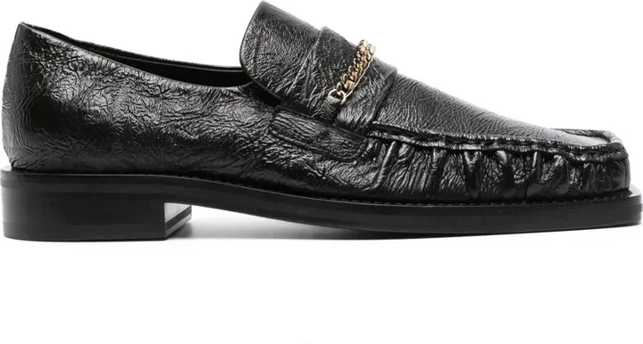 Chain-Detail Leather Loafers