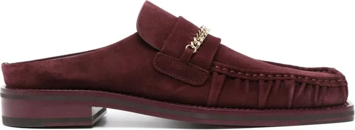 Chain-Detail Suede Slippers