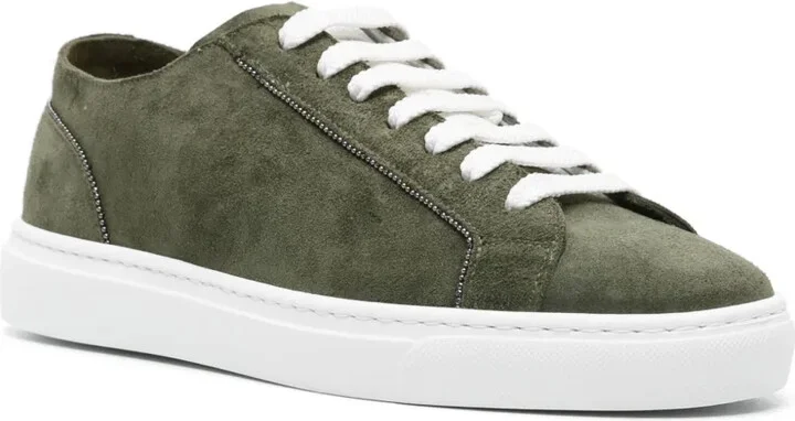 Chain-Detailed Suede Sneakers - Image 2