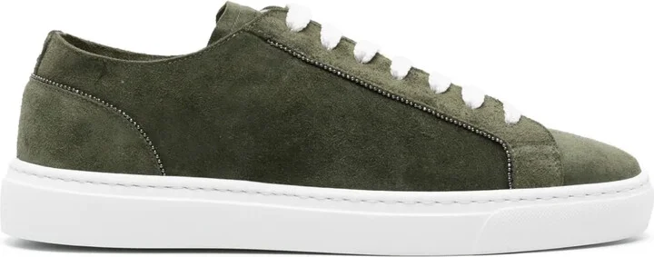 Chain-Detailed Suede Sneakers