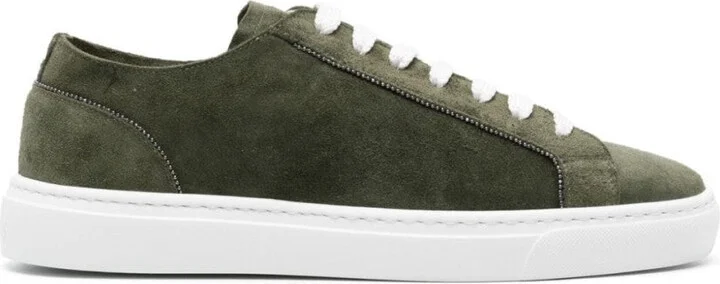 Chain-Detailed Suede Sneakers