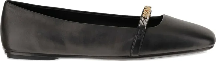 Chain-Embellished Ballet Flats