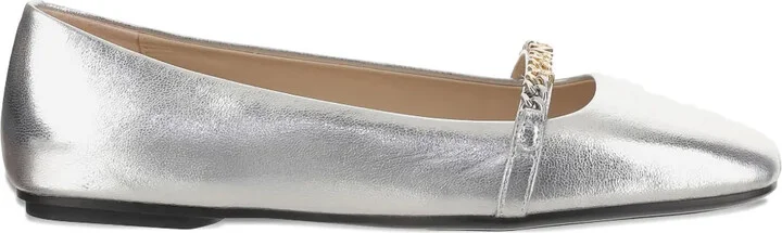 Chain-Embellished Ballet Flats