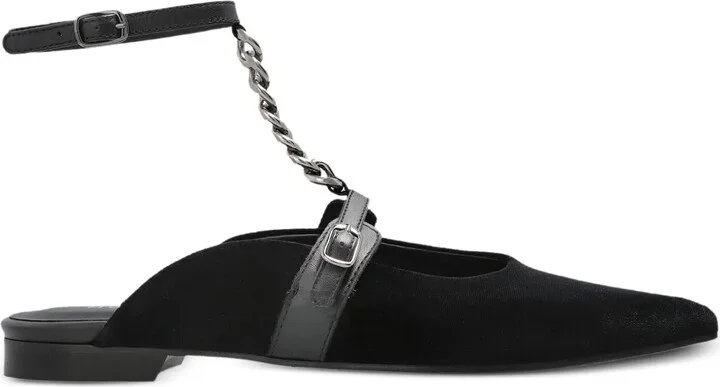 Chain-Embellished Flat Mules