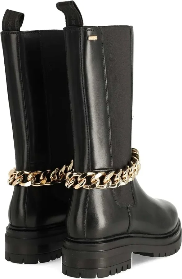 Chain-Embellished Leather Boots - Image 3