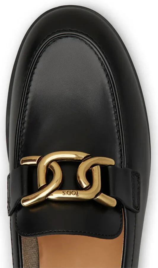 Chain-Embellished Leather Loafers - Image 5