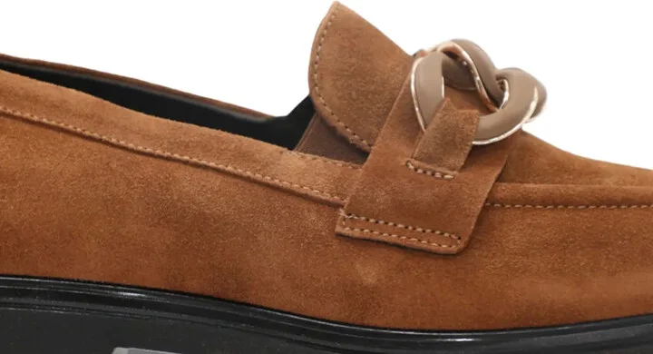 Chain-Embellished Leather Loafers - Image 2