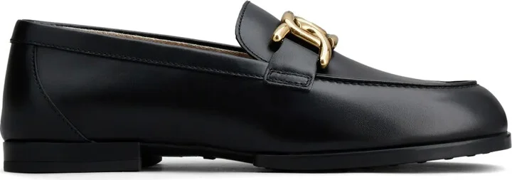 Chain-Embellished Leather Loafers
